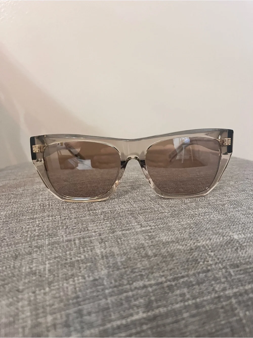 Givenchy Translucent Taupe Frame Sunglasses with Brown Lenses and Gold Accents